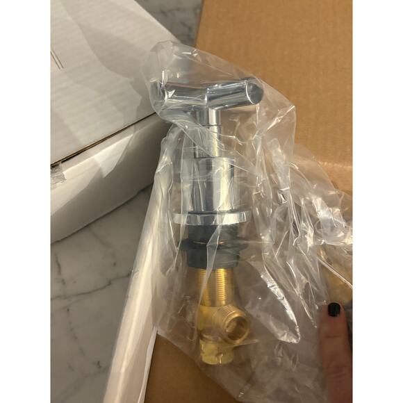 NEW Rejuvenation Waterhouse Short Spout Bathroom Faucet Widespread Cross Chrome - Picture 5 of 6